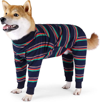 Dog Recovery Suit, Abdominal Wound After Surgery Wear, Prevent Licking Wounds, E-Collar & Cone Alternatives, Long Sleeve Postoperative Shirts Dog Pajamas Prevent Shedding(Medium, Blue)