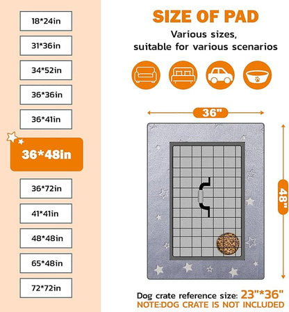 LOOBANI Washable Pee Pads for Dogs, 2 Pack 36 x 48 in, Grey Star Pattern, Reusable Dog Surface Protector, Flannel Material