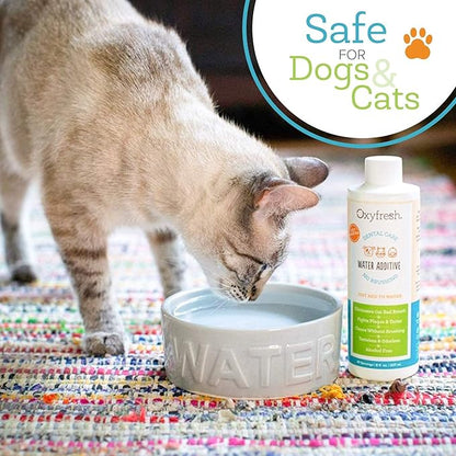 Oxyfresh Premium Pet Dental Care Solution Pet Water Additive: Best Way to Eliminate Bad Dog Breath and Cat Bad Breath - Fights Tartar & Plaque - So Easy, Just Add to Water! Vet Recommended 16 oz.