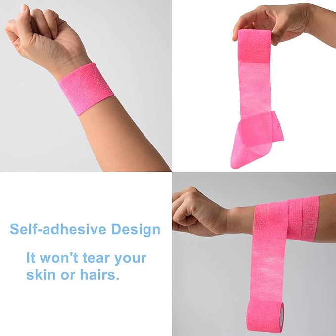 9 Pack 2" x 5 Yards Self Adhesive Bandage Wrap Self Stick Wrap for Ankle, Wrist, Finger, Sports, Breathable Cohesive Vet Tape for Pets (Multi Colors)
