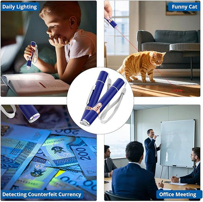 TBTeek Cat Toys for Indoor Cats, 2 Pieces, Rechargeable, 7 Adjustable Patterns, Interactive Kitten Pet Dog Red Dot Chase Light Toy for Cats Fun Playing Exercise（Blue）