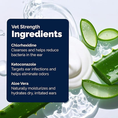Vetnique Oticbliss Advanced Strength Medicated Dog Ear Infection Treatment, Antiseptic Ear Cleaner for Cat & Dog Ear Cleaning Solution Chlorhexidine & Ketoconazole (6oz Flush)