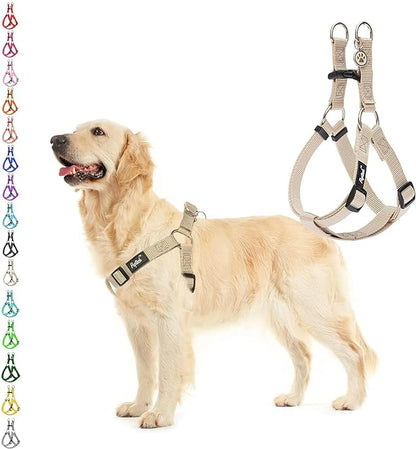 PUPTECK No Pull Dog Harness Soft Adjustable Basic Nylon Step in Puppy Vest Outdoor Walking with ID Tag Cream