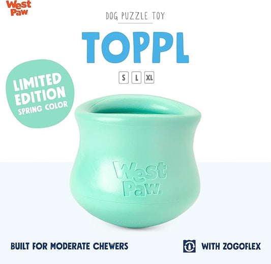 WEST PAW Zogoflex Limited Edition Toppl Treat Dispensing Dog Toy Puzzle – Interactive Chew Toys for Dogs – Dog Toy for Moderate Chewers, Fetch, Catch – Holds Kibble, Treats, X-Large 4.75", Mint