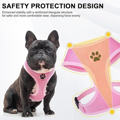 BINGPET No Pull Dog Harness,Soft Mesh Breathable All Weather Vest Harness,Safety Protection Design Durable Adjustable Step-in Easy Walk Dog Harness for Small Medium Large Dogs(LightPink,L)
