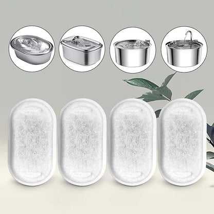 Cat Water Fountain Filters for 108/3.2L& 67oz/2L Stainless Steel Pet Water Dispenser,16 Cat Fountain Filter Replacement with 16 Sponges (16 Filters&16 Sponges)