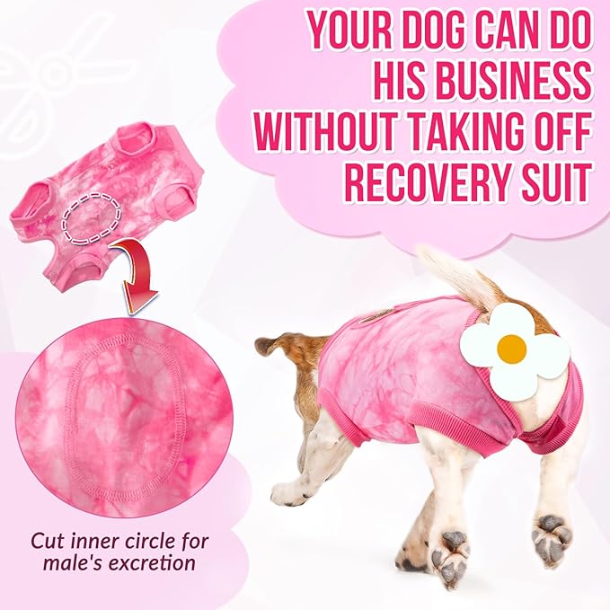 Lukovee Recovery Suit for Dogs, Onesie Surgery Recovery Suit for Female Male Dogs, Abdominal Wounds Cone E-Collar Alternative Prevent Licking Spay Recovery Suit (Pink,XX-Large)