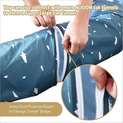 AUOON Cute Cat Donut Tunnel - Round Cat Tunnel Bed with Washable Cushion Interactive Cat Toy for Indoor Cats Kitten Kitty Puppy Rabbit Ferret (Yellow)