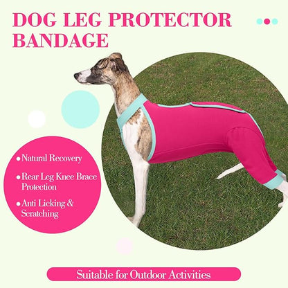 ROZKITCH Dog Surgery Leg Sleeve Rear Legs, Male Female Pet Prevent Licking Wound Elbow Knee Protector, Dog Recovery Suit Cone Collar Alternative Pants Shirt for Wound Heal Wrap Rosered M