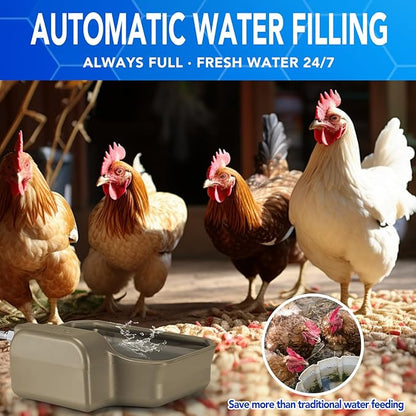 Automatic Dog Water Bowl Dispenser 1 Gallon - Outdoor Pet Water Bowl Feeder for Dogs, Livestock, Chicken - Auto Fill - Food Grade Material - Easy to Install - Brown