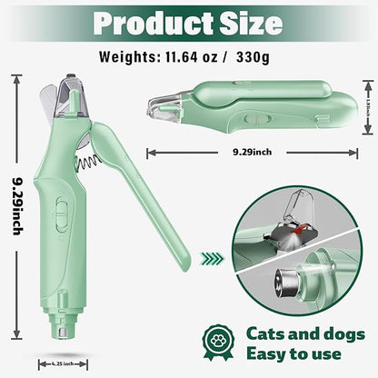 2 in 1 Dog Nail Clippers & Cat Nail Clippers Trimmers for Large Medium Small Dogs Cats Claw Trimmer Quick Sensor and Safety Guard USB Rechargeable with 2 LED Lights Dogs Nail Trimmer