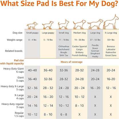 Amazon Basics Dog and Puppy Pee Pads, 5-Layer Leak-Proof Super Absorbent, Quick-Dry Surface, Potty Training, Regular (22x22"), 150 Count, Blue & White