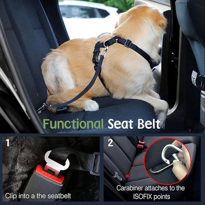 Dog Seat Belt, Safety Vest Dog Car Harness with Adjustable Buckle Dog Seat Belt for Vehicle Nylon Pet Safety Seat Belts Heavy Duty(S, Blue)