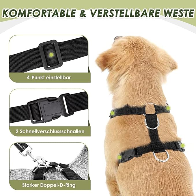 Lukovee Dog Seat Belt - Adjustable Dog Car Harness for Large, Medium, Small Dogs - Soft Padded & Breathable Mesh Dog Seatbelt with Vehicle Connector Strap (Blue, X-Small)