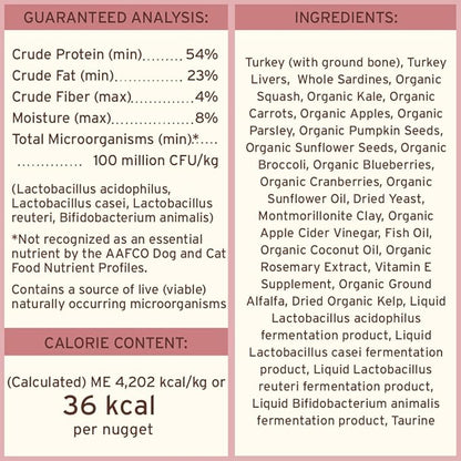 Primal Freeze Dried Raw Dog Food Nuggets, Turkey & Sardine Complete & Balanced Meal, Also Use as Topper or Treat, Premium, Healthy, Grain Free, High Protein Raw Dog Food, 14 oz