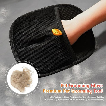 2pcs - Pet Hair Removel Glove for Cats & Dogs, Electrostatic Pet Hair Removal Gloves for Couch, Cat Grooming Gloves, Reusable Cat and Dog Hair Removel for Sofas, Furniture, Carpets and Curtains