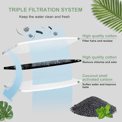 Cat Water Fountain Filters, Compatible with Stainless Steel Pet Fountain Replacement Filters for Cat Fountain (4 Filters& 4 Sponges)