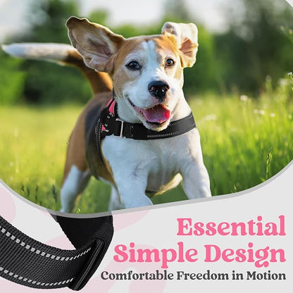 rabbitgoo Dog Harness for Large, Easy On Pet Vest with One Buckle, No Pull Adjustable Service Harness with D-Ring & Handle, Reflective for Safety Walking, Training, Pink, XL