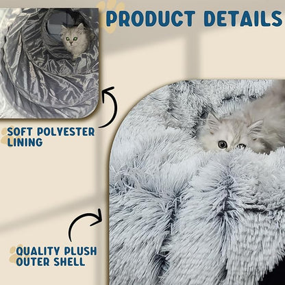Cat Tunnels for Indoor Cats, Plush Cat Tunnel Bed, Cat Playing Donut Bed, Multifunctional Cat Toys for Relaxing