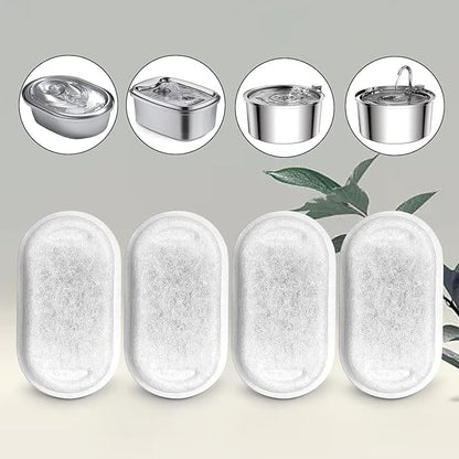 Cat Water Fountain Filters for 108/3.2L& 67oz/2L Stainless Steel Pet Water Dispenser Fountain Filters,8/12/16 Cat Fountain Filter Replacement with 8/12/16 Sponges (24 Filters& 24 Sponges)