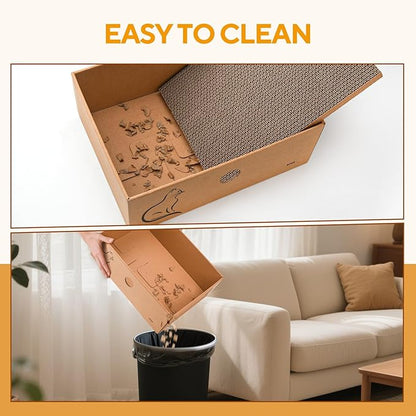 AUSCAT Cat Scratcher Box with 6PCS Cat Scratching Board, Cardboard Cat Scratchers for Indoor Cats, Reversible Cat Scratch Pads for Small Medium Kittens, 14.6" L x 10.9" W x 5.2" H