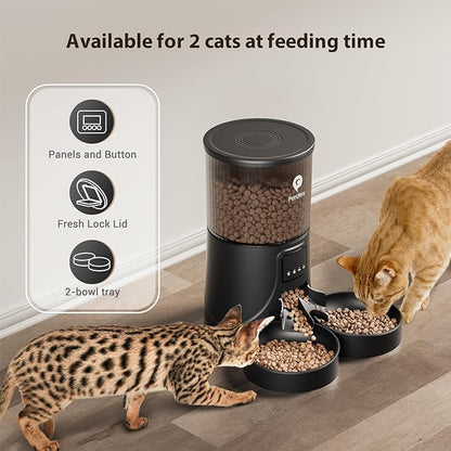 Automatic Cat Feeder for 2 Cats: 2.4Ghz WiFi Smart APP Remote Control- Timer Food Dispenser 1-10 Meals Per Day- Auto Pet Feeder for Cats and Small Dog Indoor- Detachable Clean& Dual Power