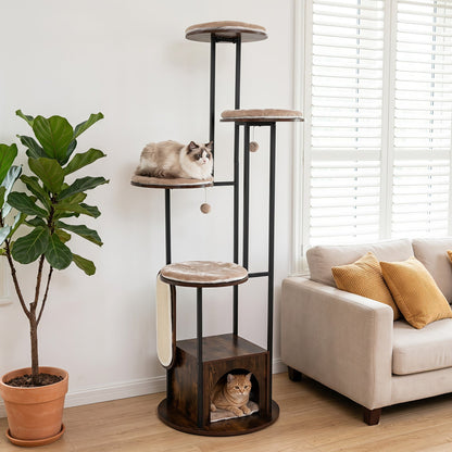 72-Inch Multi-Level Cat Tree with Condo and Perches
