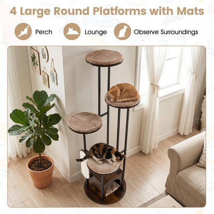 72-Inch Multi-Level Cat Tree with Condo and Perches