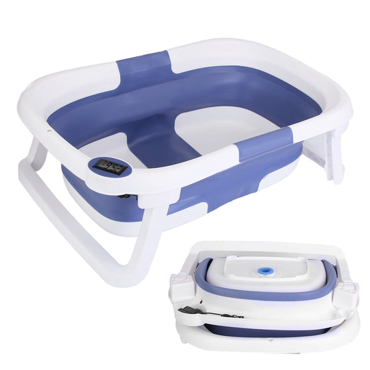Collapsible Pet Soaking Tub & Bath Basin with Built-in Digital Thermometer