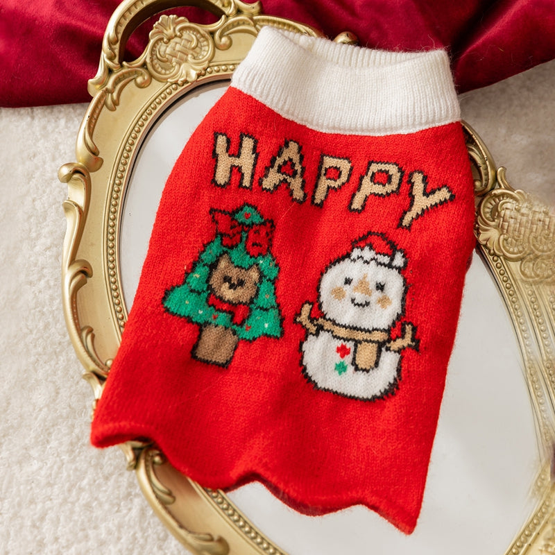 Autumn And Winter Dog Knitted Sweaters, Happy Little Dogs, Prosperous New Year Sweaters, Teddy Bichon Frises, Cat Pet Warm Clothes