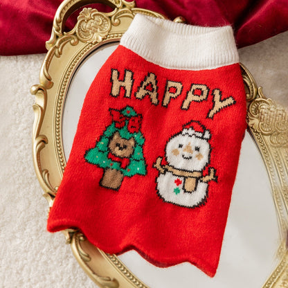 Autumn And Winter Dog Knitted Sweaters, Happy Little Dogs, Prosperous New Year Sweaters, Teddy Bichon Frises, Cat Pet Warm Clothes