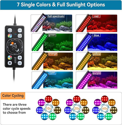 hygger 0.5-3 Gallon Small Aquarium LED Light for Fish Tank Full Spectrum Lighting with 24/7 Day-Night Cycle & Auto On/Off Timer, Adjustable Brightness, 7 Colors Options, Extendable Bracket Plant Light