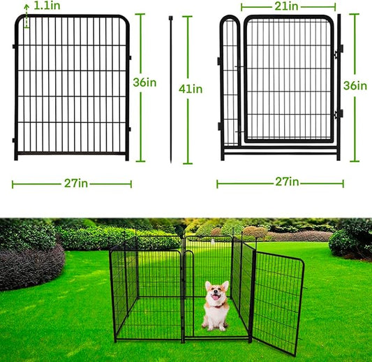 Tall Garden Fence,Wide Gate Low Threshold Fence for Garden, 36in(H) 4 Panels Total 8.9 Ft(L) Animal Barrier Fence,Flower Bed Fencing, Dog Fences Outdoor for Yard