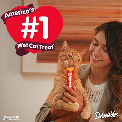 Delectables Squeeze Up Creamy Squeezable Puree, Lickable Wet Cat Treats, Grain Free, No Added Fillers, No By-Products, No Added Preservatives, 0.5 Ounces Tube Tuna & Salmon with Catnip, 32 Tubes Total