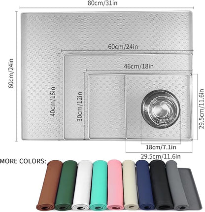 Ptlom Dog Food Mat Anti-Slip Pet Bowl Mats for Food and Water, High-Lips Pet Placemat Prevent Messy Spills to Floor, Waterproof Puppy Feeding Tray for Small, Medium Large Dogs Cats, Silicone