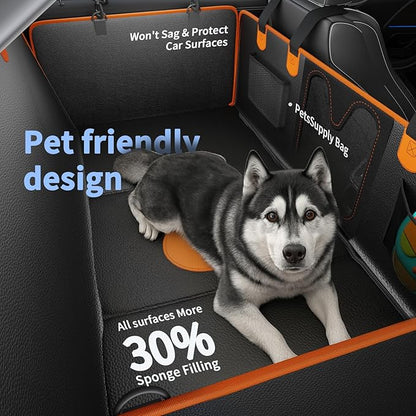 Back Seat Cover for Dogs,Upgraded PU Leather Dog Car Cover for Back Seat with Hard Bottom Holds 400lbs,Waterproof Seat Protector Dog Hammock for Car, Universal Fits SUV Small Truck