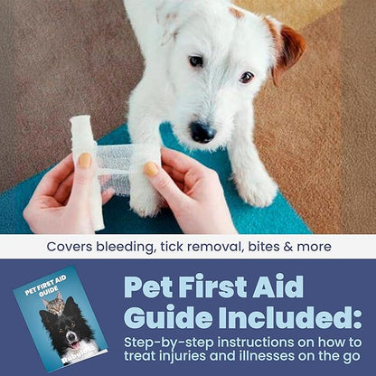 Dog First Aid Kit 3-Pack – 2 Hard-Sided & 1 Compact Travel Pet First Aid Kits – Vet-Approved Emergency Supplies with First Aid Guide, Tick Remover, Thermal Blanket for Hiking, Camping, Car, RV