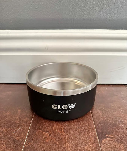 Black Dog Bowl, Double Wall Stainless Steel Pet Bowl, Vacuum Insulated Pet Feeder, Non-Skid Pet Bowl, 32 oz
