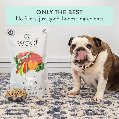 WOOF Freeze Dried Dog Food - Beef Recipe, High Protein Freeze Dried Dog Treats, Dog Food Topper & Meal, 2.2 lb