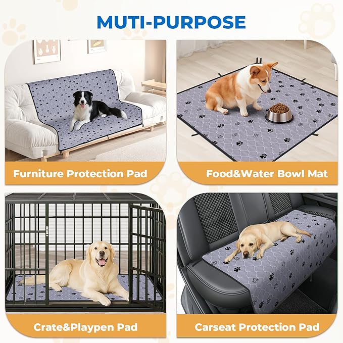 Fostanfly Washable Pee Pads for Dogs, 2 Pack 36"x48" Superior Reusable Puppy Pads, Waterproof Mat Protects Against Urine Leakage, Non-Slip Grip Prevents Slipping and Bunching for Dog, Puppy