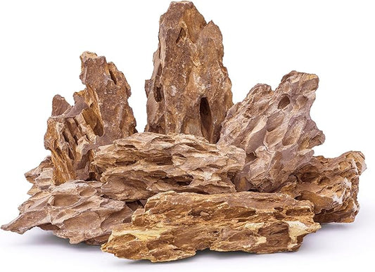 6-8 Inches Natural Dragon Stone 6 PCS Aquarium Rocks for Aquascaping, Aquarium Landscaping, Terrariums, Fish Tank Decoration, Vivariums, Paludarium, Reptile and Amphibian Enclosures
