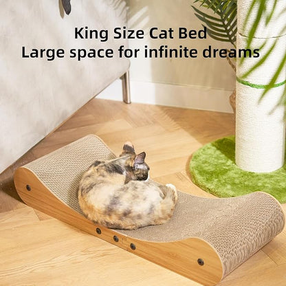 Nekosan Cat Scratcher Cardboard Bed, 27.5" Extra Large Cat Scratch Sofa Bed, Cat Scratcher Lounge Bed for Indoor Cats, 27.5 x 10 Inches Cat Couch Bed - Scratching Board