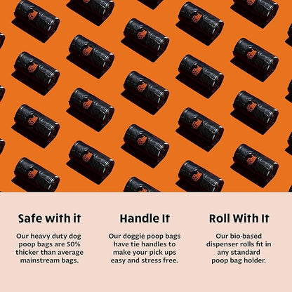 Heavy Duty Dog Poop Bag With Handles - 16 Rolls of Pet Waste Bags - Fits in any Dogs Poo Bag Dispenser or Holder - Thick Dog Poop Bags