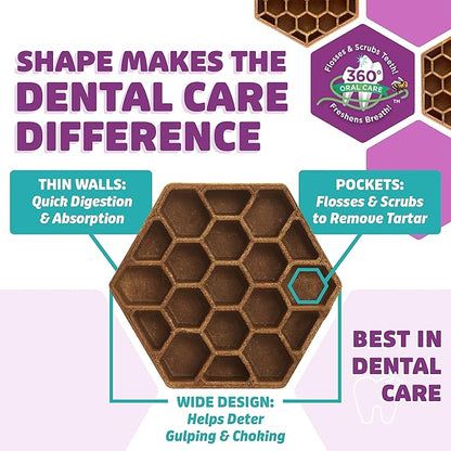 Dog Dental Treats – Vet VOHC Approved – Delicious Chicken Protein – Removes Tartar with Cleaning Comb Shape – Dental Dog Treats for Medium Dogs (24oz, 30 Count)