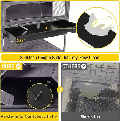 Hamster Cage Large Guinea Pig Cage with Metal Frame Movable Rat Habitat with Aluminium Alloy Edge,Plastic Deep Not Leakage Pull Out Tray,Storage Shelf