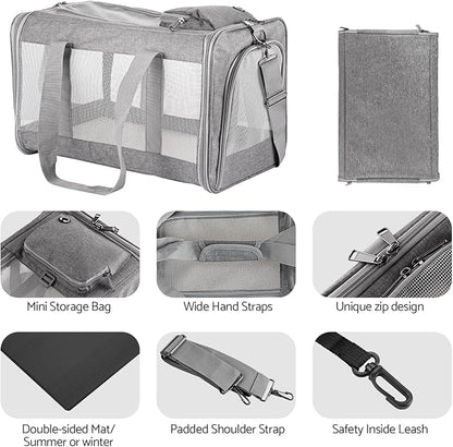 Airline-Approved Pet Carrier Cat Carrier Dog Carrier - Stylish Lightweight, Handheld & Crossbody, Honeycomb Support, Anti-Escape Design for Travel, Walks & Daily Outings