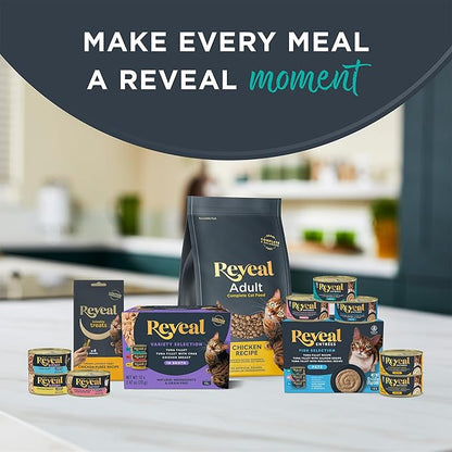 Reveal Entrées Natural Wet Cat Food Paté, Grain-Free with Added Vitamins & Minerals, Carrageenan-Free Tuna Fillet Paté Recipe (24 x 2.47 oz Cans)
