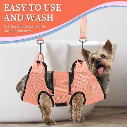 PatiencET Dog Grooming Hammock, Pet Grooming Hammock for Cats & Dogs with Security Strap, Dog Sling for Nail Trimming with Nail Clippers/Trimmer, Nail File, Pet Comb(S)