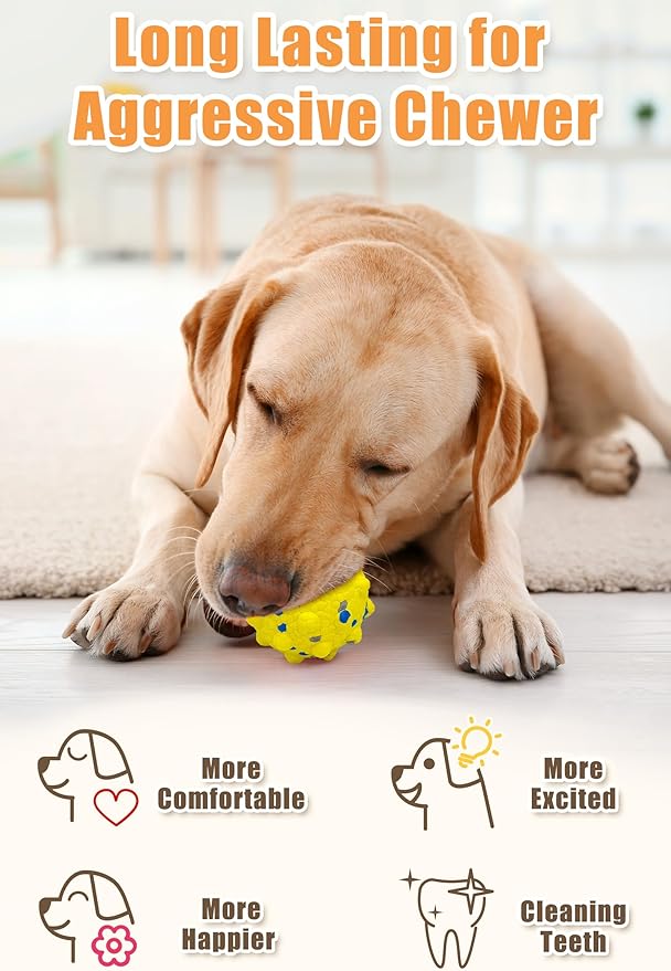 3.7'' Dog Balls for Dogs Aggressive Chewers Indestructible Tennis Durable Bouncy Interactive Dog Toy for Fetch Game Floating Balls (Grey Large)