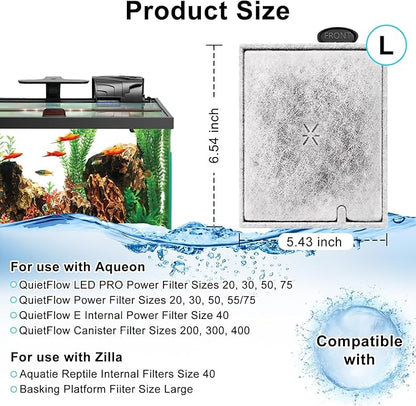 4 Pack Large Filter Cartridges Compatible with Aqueon QuietFlow Filter LED PRO Size 20,30,50,75/Power Filter Size 20,30,50,55/75, E Internal Size 40 Canister Filter